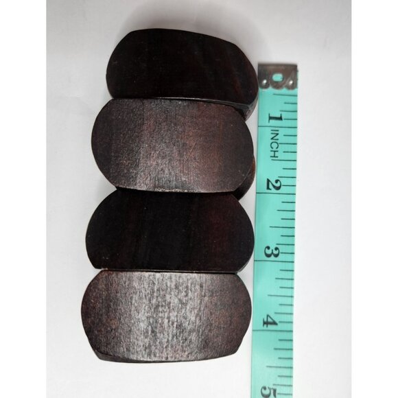 Wooden Stretch Bracelet With Dark Brown Finish & Geometric Shapes neutral - Picture 3 of 3